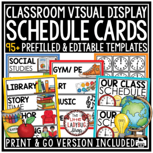 Editable Class Daily Visual Schedule Cards Templates with Pictures
