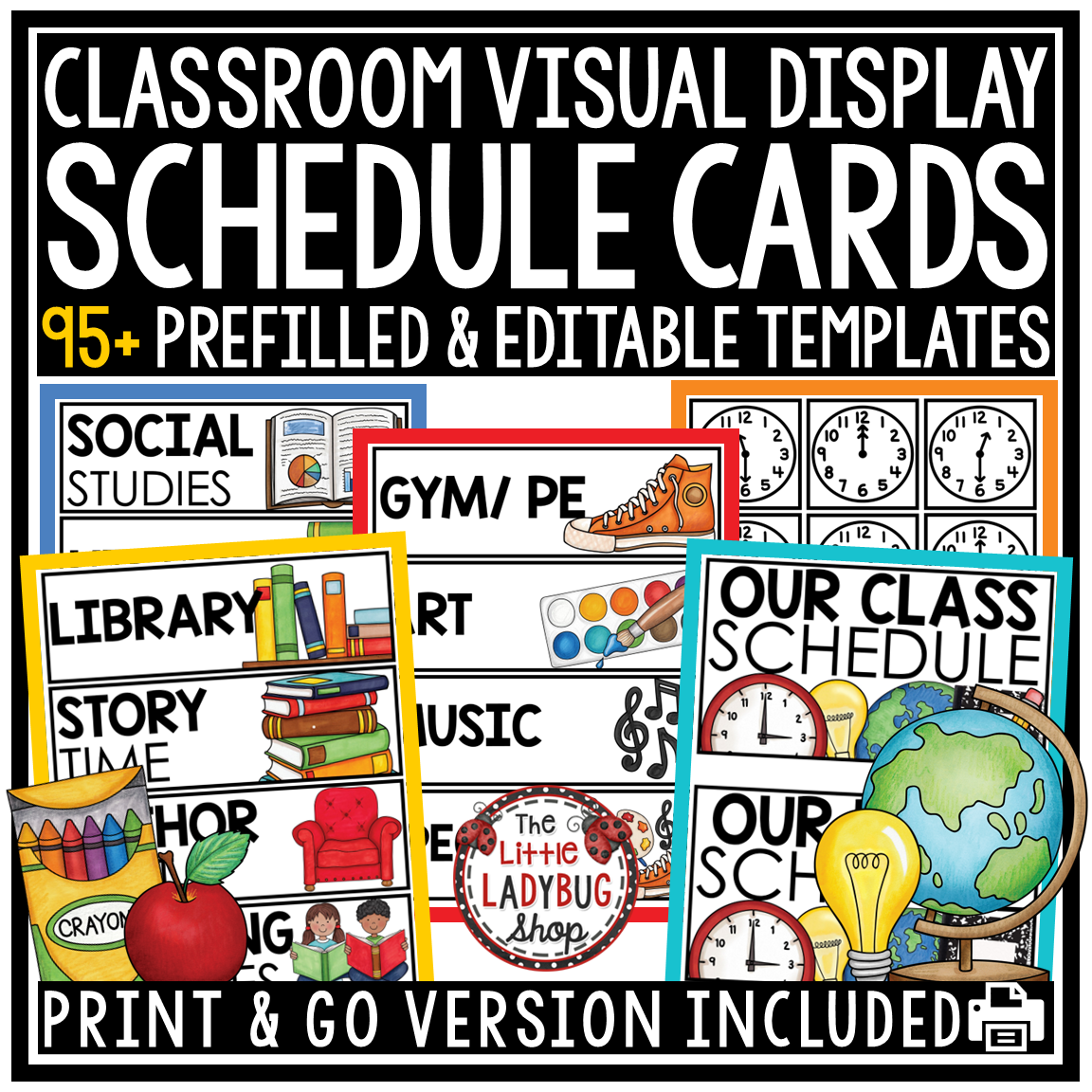 Daily Visual Schedule Cards Templates and Classroom Supply Labels - Image 2