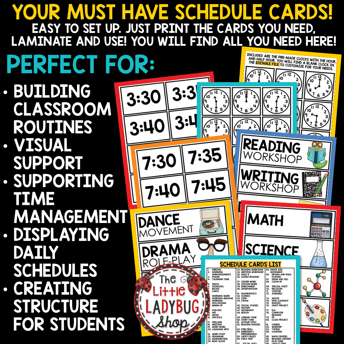 Daily Visual Schedule Cards Templates and Classroom Supply Labels - Image 5