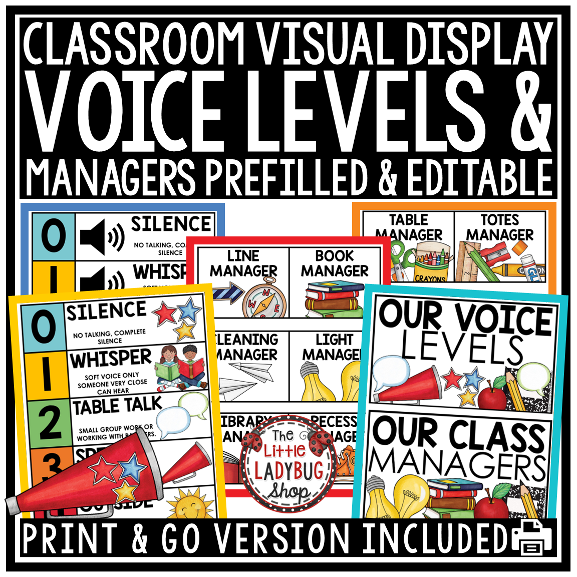 Voice Volume Level Visuals Charts Posters Student Classroom Jobs
