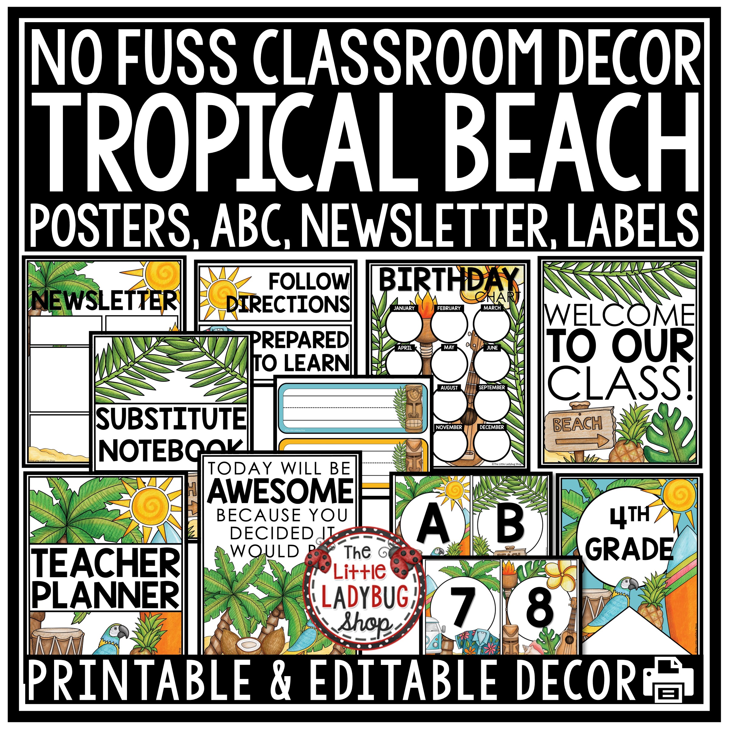 Hawaiian Tropical Beach Theme Classroom Décor Ocean Paradise - Image 2