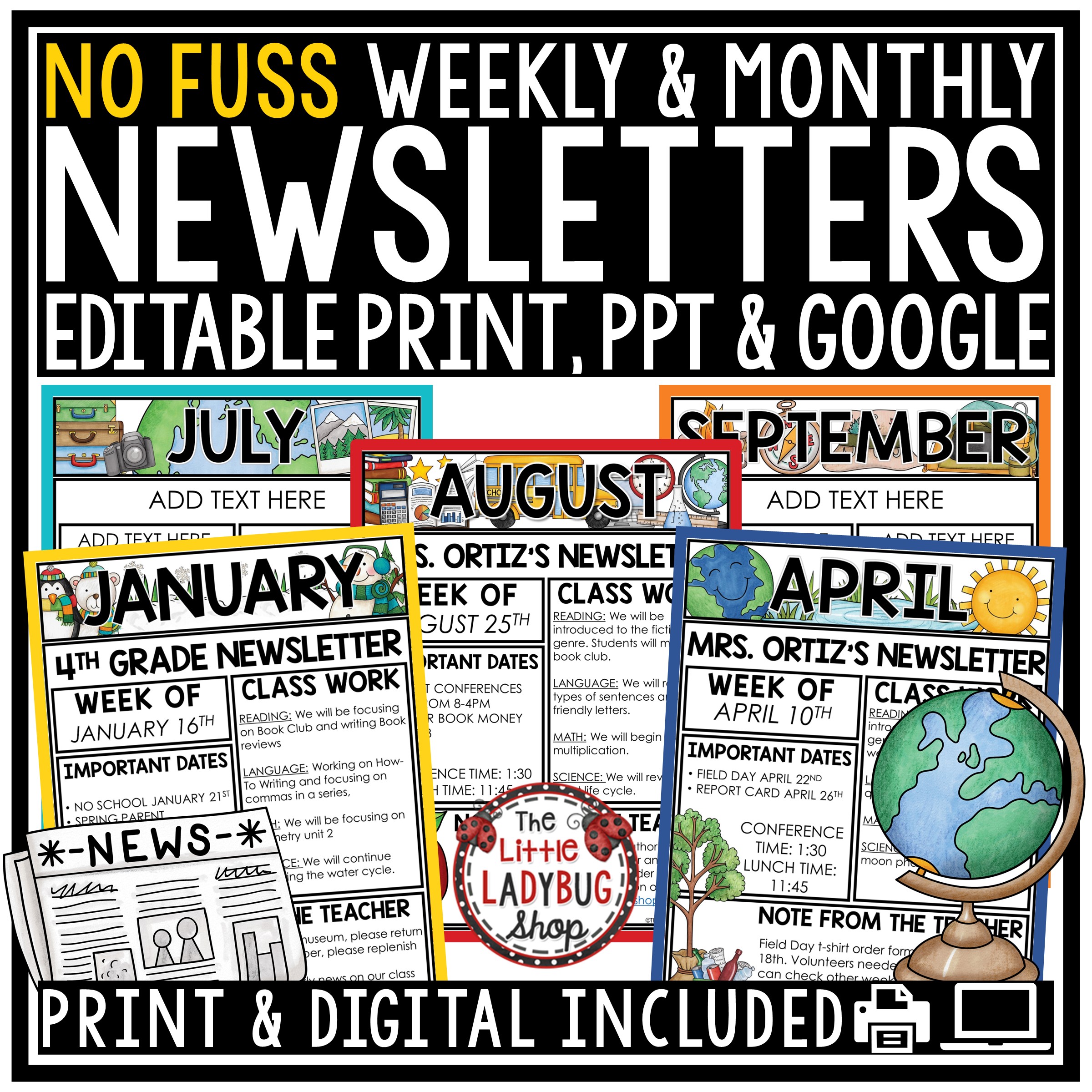 Editable Classroom Newsletters Monthly Weekly Templates News - Image 5