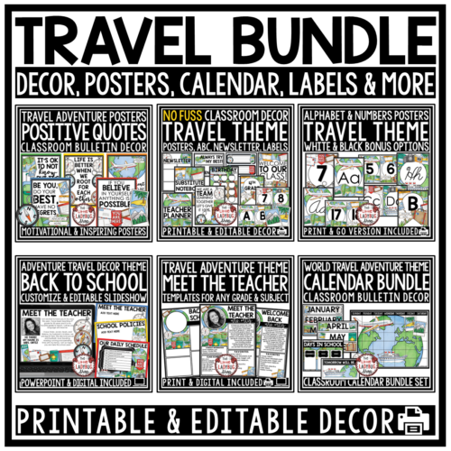 Adventure Around the World Travel Theme Classroom Décor Bundle