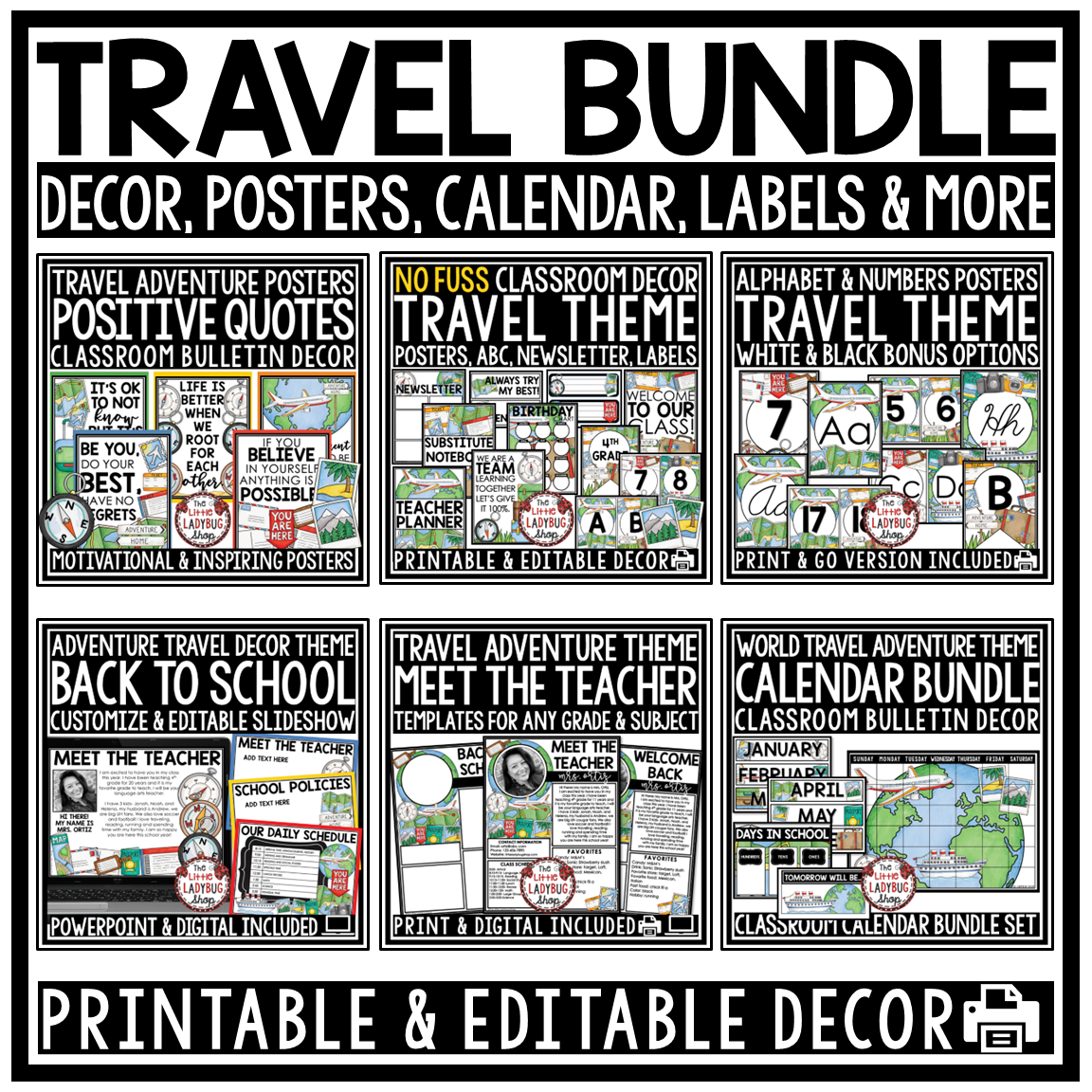 Adventure Around the World Travel Theme Classroom Décor Bundle