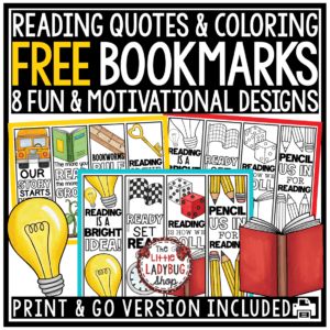 Back to School Student Gift Reading Bookmarks Printables