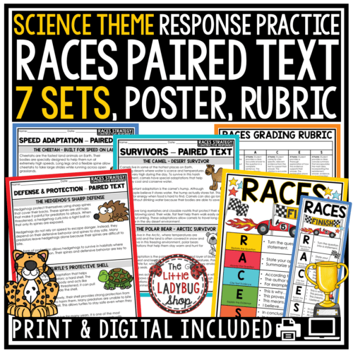 Paired Texts RACES Writing Strategy Practice Worksheets Citing Text Evidence