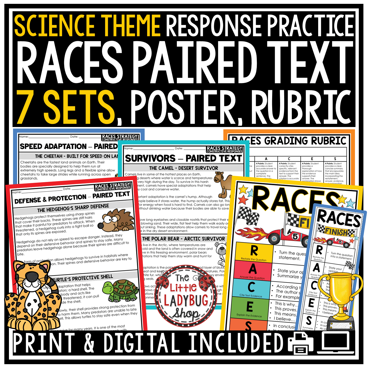 Paired Texts RACES Writing Strategy Practice Worksheets Citing Text Evidence