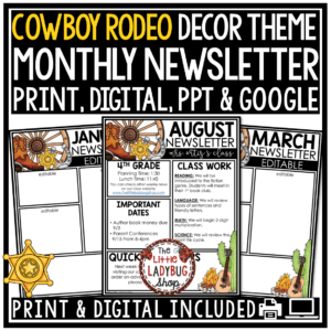 Western Cowboy Rodeo Theme Weekly Newsletter Template Editable