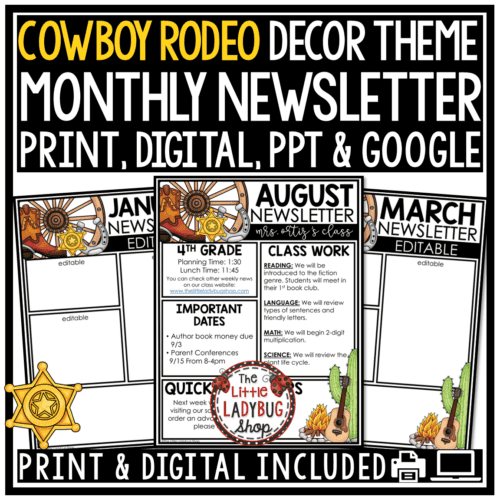 Western Cowboy Rodeo Theme Weekly Newsletter Template Editable