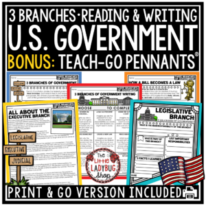3 Three Branches of Government Activities Worksheets U.S. Government
