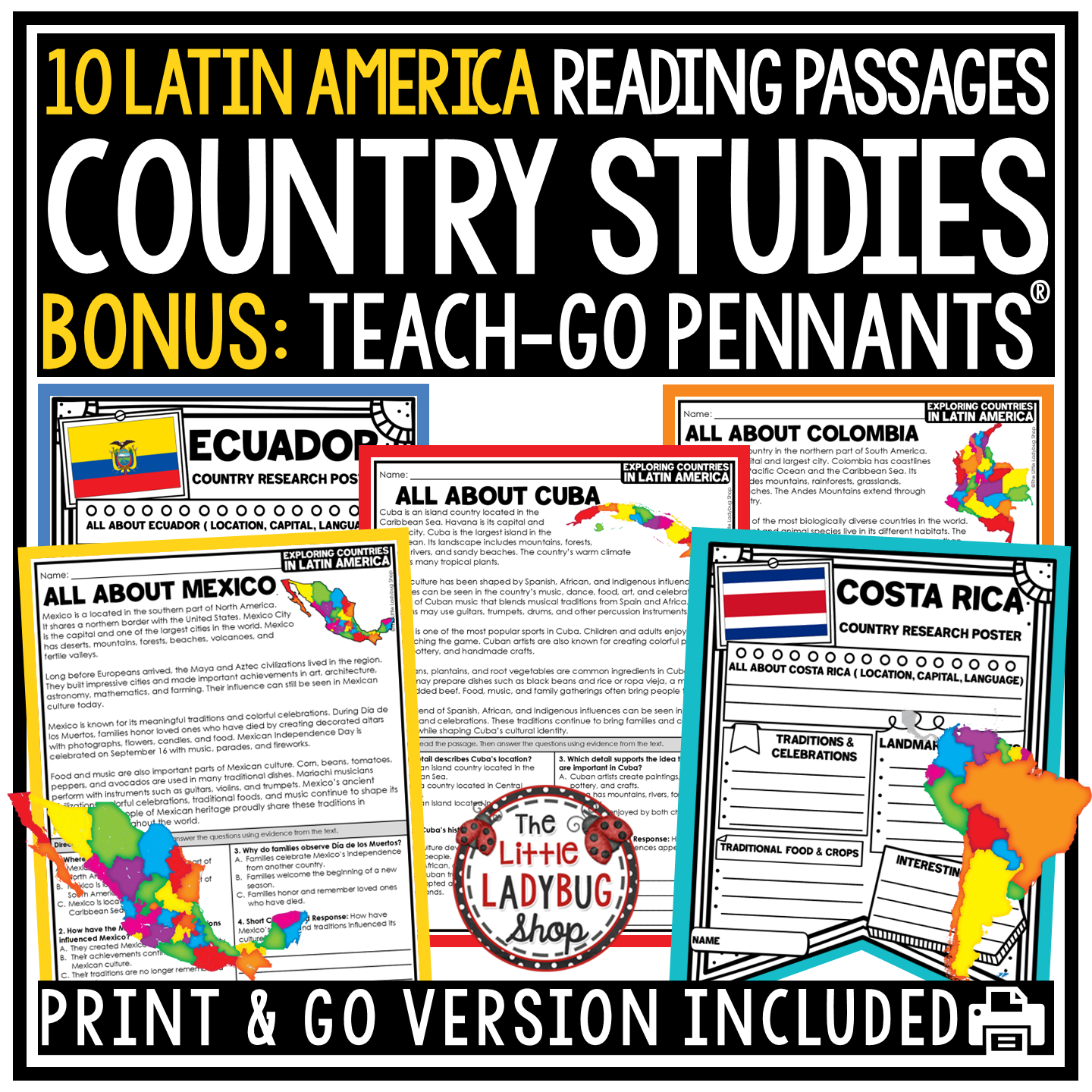Hispanic Heritage Month Reading Passages Latin America Country Research
