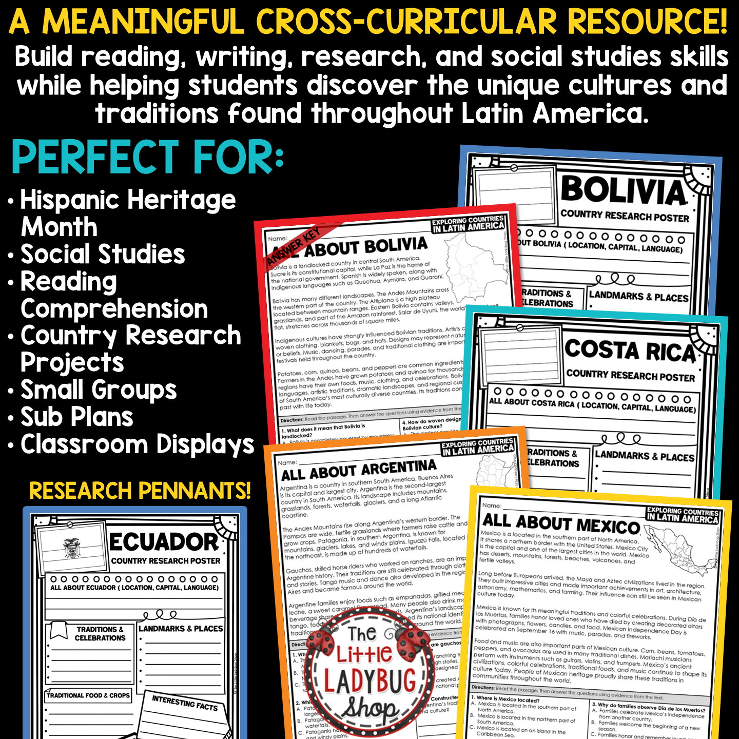 Hispanic Heritage Month Reading Passages Latin America Country Research