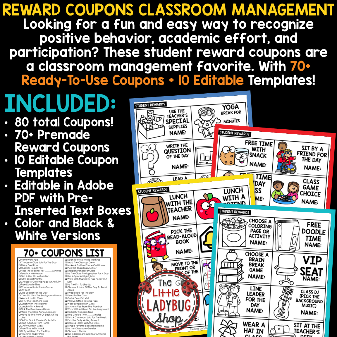 Class Reward Coupons Classroom Economy Management Reward System