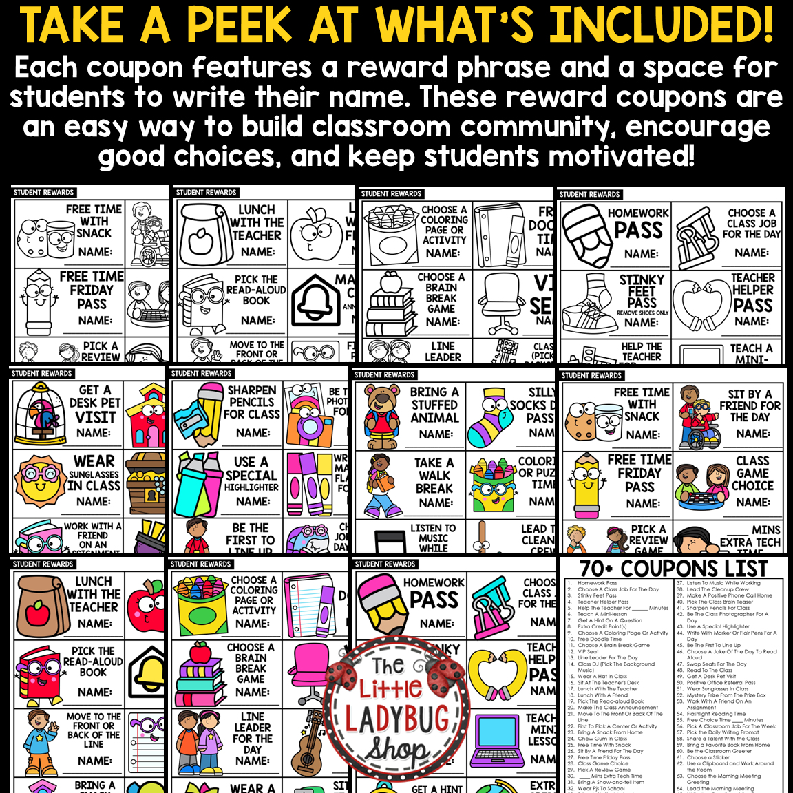Class Reward Coupons Classroom Economy Management Reward System