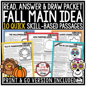 Fall Halloween Main Idea and Supporting Key Details Reading Passages