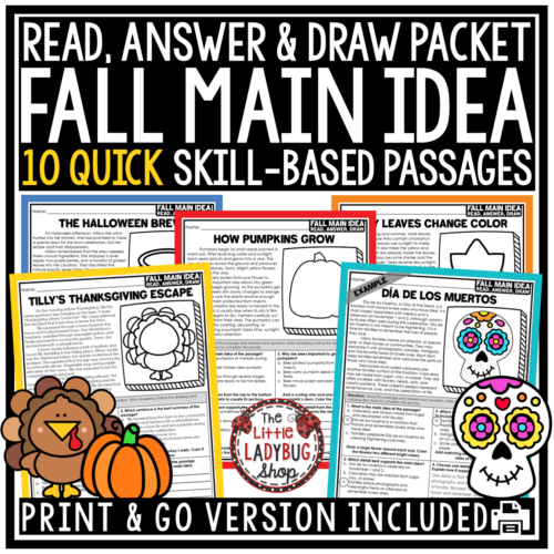 Fall Halloween Main Idea and Supporting Key Details Reading Passages