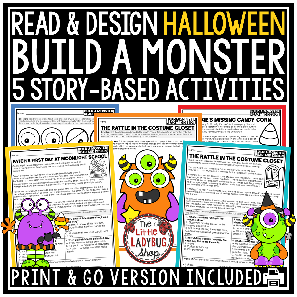Create Build a Monster Craft Halloween Activity Reading Comprehension Passages
