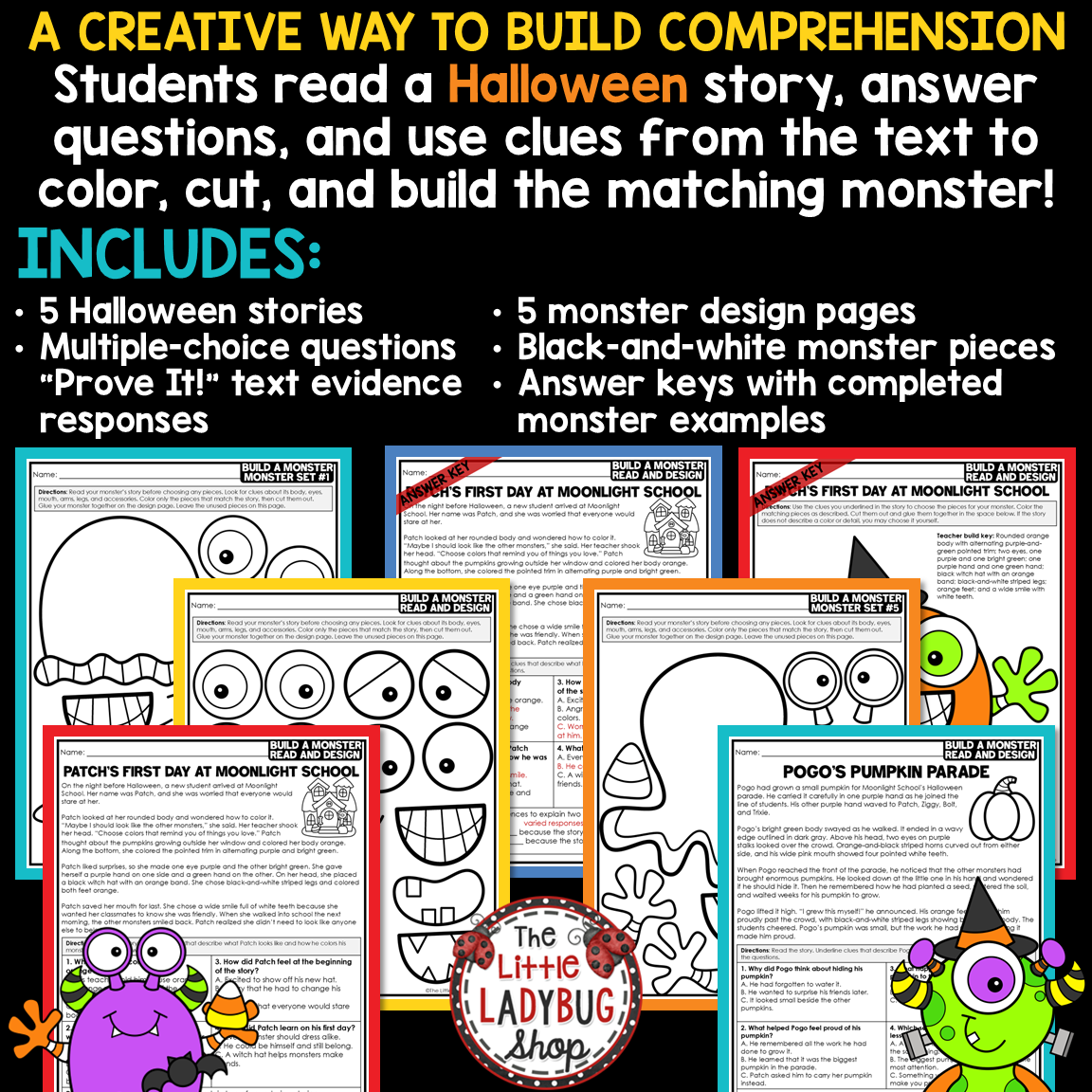 Create Build a Monster Craft Halloween Activity Reading Comprehension Passages
