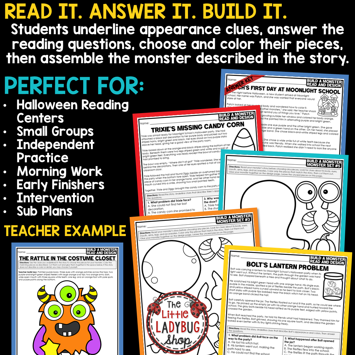 Create Build a Monster Craft Halloween Activity Reading Comprehension Passages