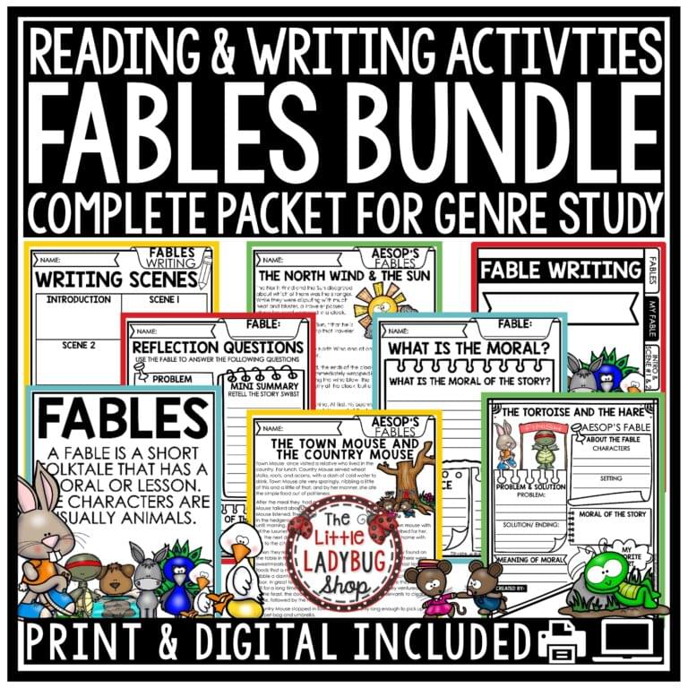 Fables Unit Reading Passages Writing Graphic Organizers
