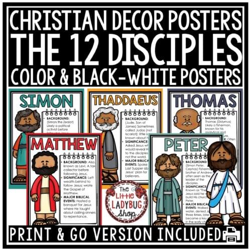 The 12 Disciples of Jesus Bible Posters Bulletin Board