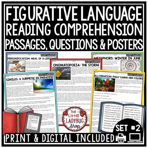 Figurative Language Reading Comprehension Passages and Question 3rd 4th Grade
