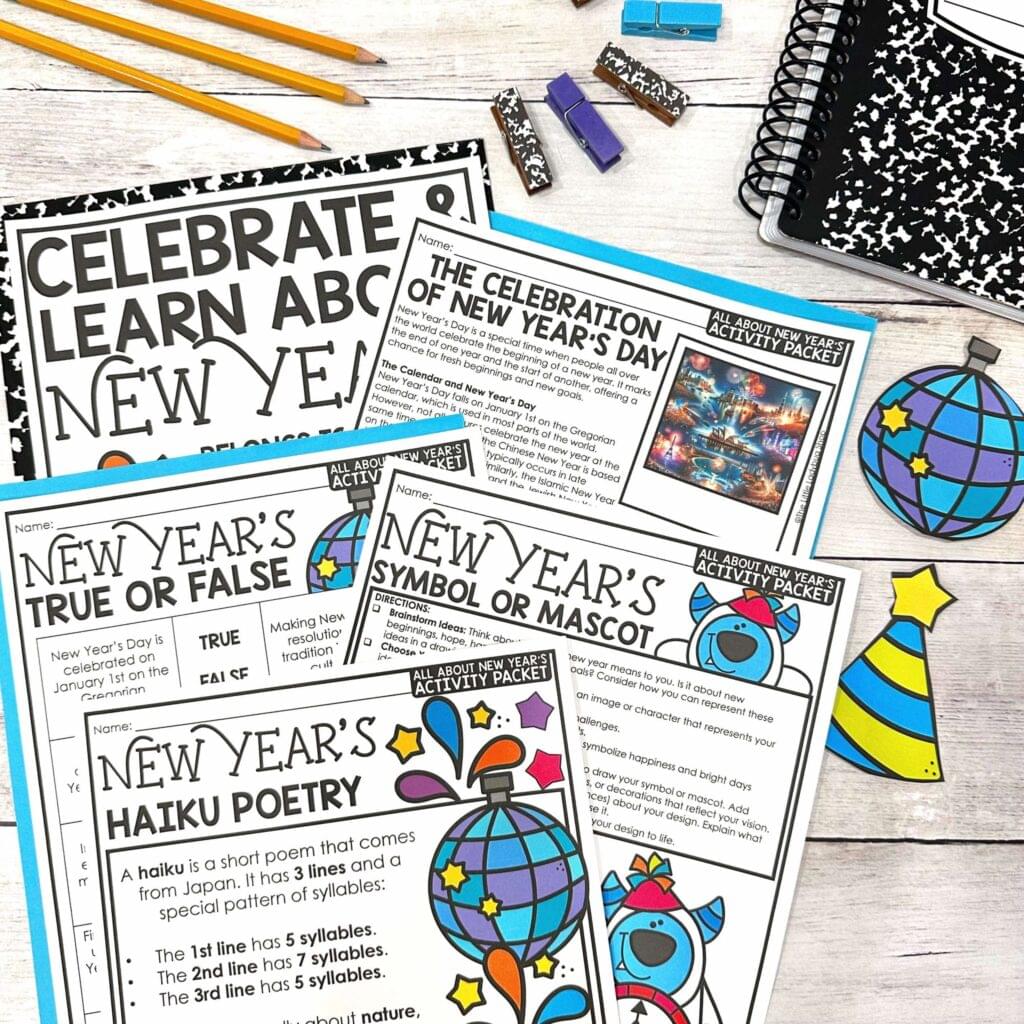 January and New Year's Ideas for Upper Elementary Students