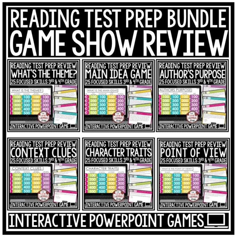 Reading Test Prep Jeopardy Game Bundle