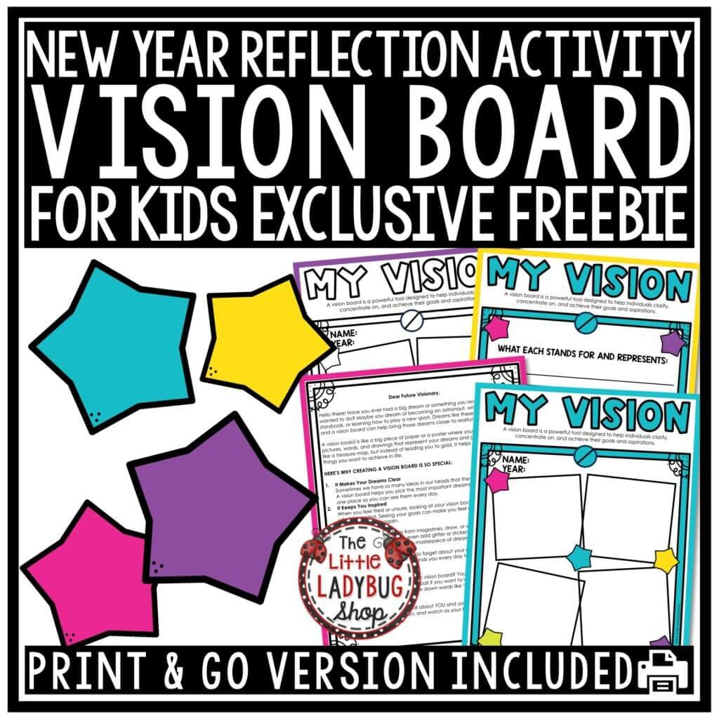New Year's Reflection Vision Board for Kids Freebie