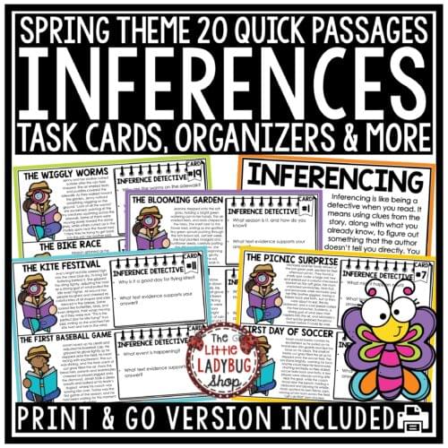 Spring Making Inferences Worksheets 3rd 4th Grade Text Evidence