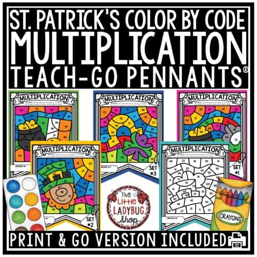 St Patrick's Day Multiplication Fact Fluency Color by Code Coloring Pages