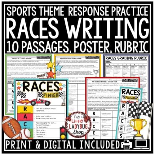 RACES Writing Strategy Practice Worksheets Citing Text Evidence