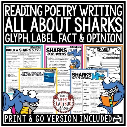 All About Sharks Activities Reading Passages Ocean Animals