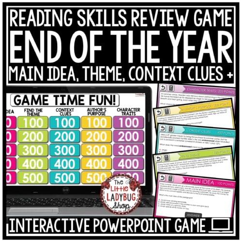 End of Year Summer Reading Review Jeopardy Style Game Show 3rd 4th Grade